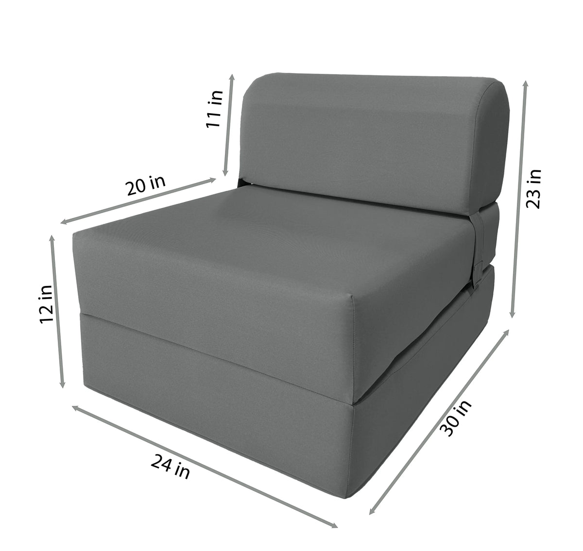 Gray Folding Sleeper Chair Foam Bed W449
