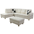 White Left Hand Facing Sectional with Ottoman I629131
