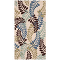 Cream Aqua Floral Indoor/Outdoor Area Rug X62352