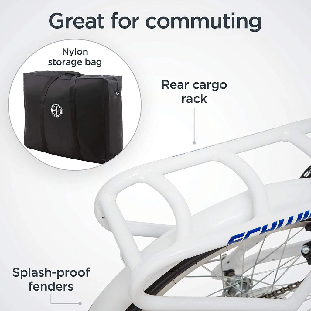 20 In. Folding Bike with Rear Carry Rack, White A152392