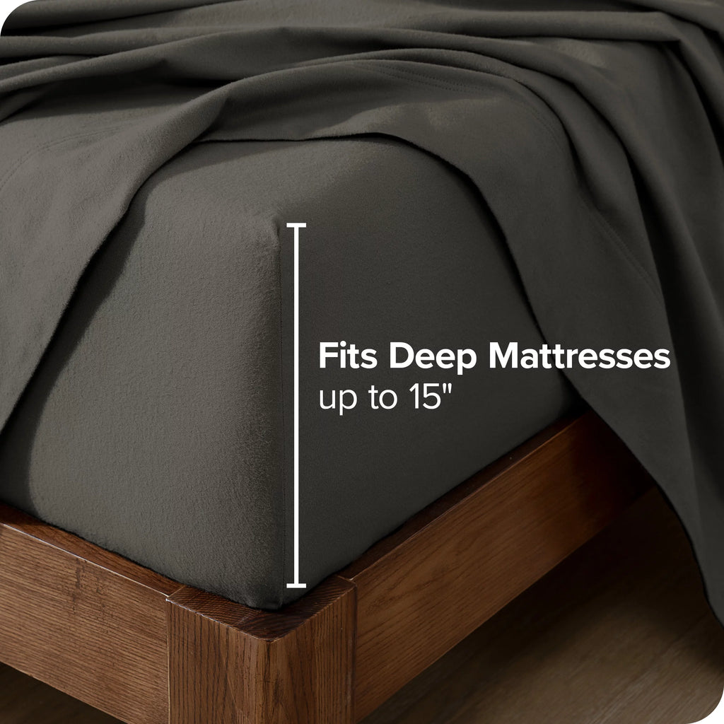 100% Cotton 4 Piece Queen Gray Flannel Sheet Set C7936