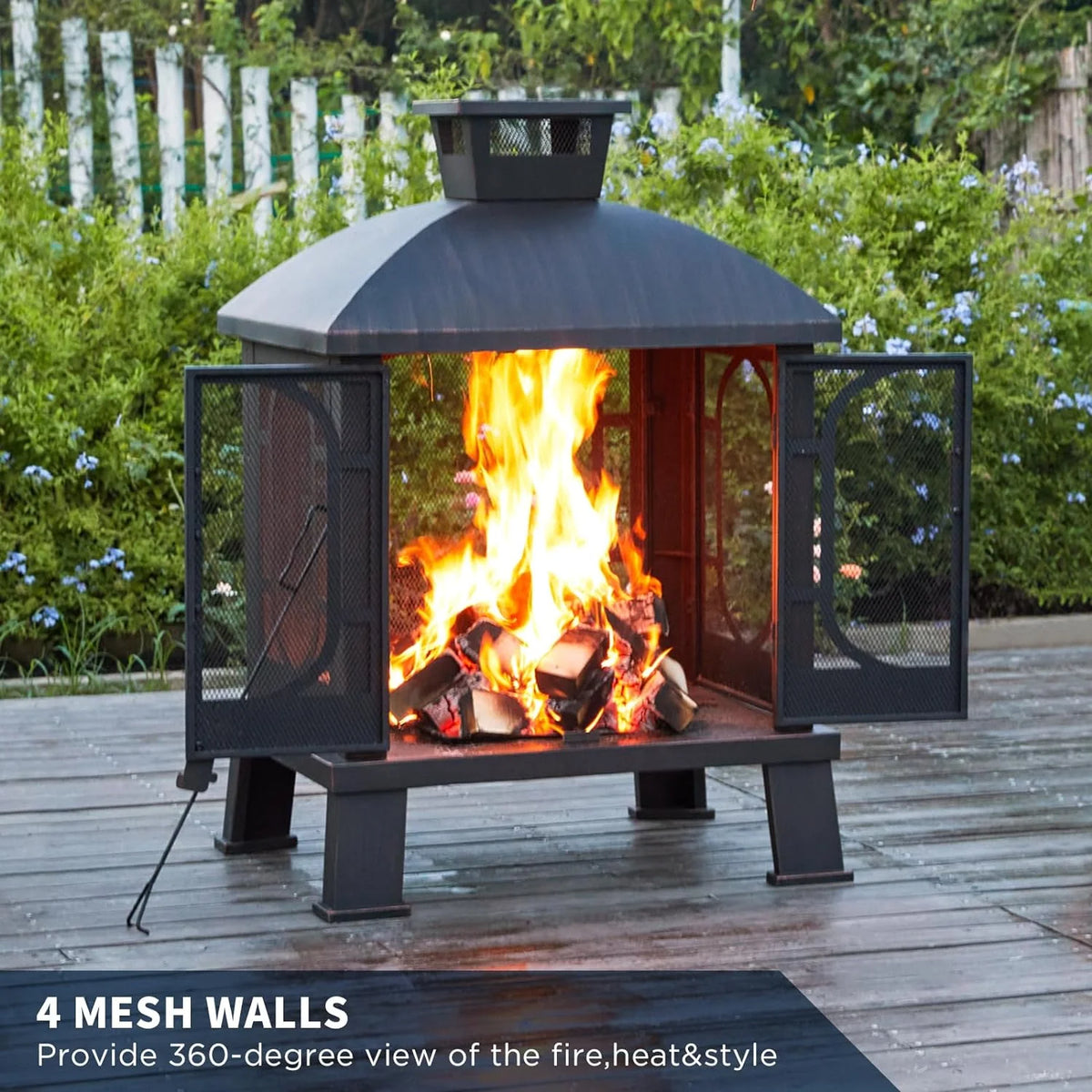 45 Inch Wood Burning Fire Pit with Grill Grate M540