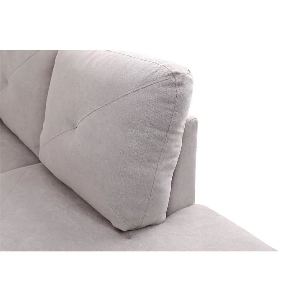 Gray L Shaped Microfiber Couch with Storage Ottoman A814