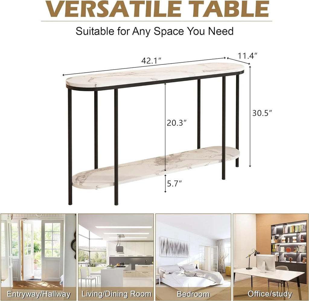Faux Marble 2 Tier Sofa Table N308