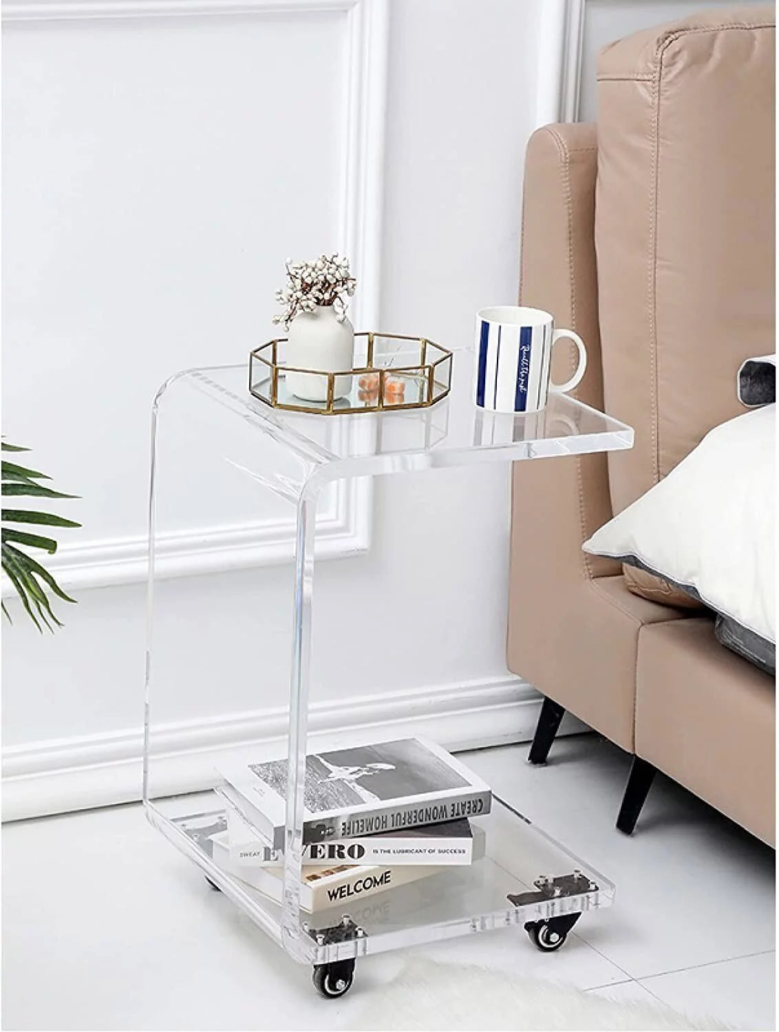 Transparent Acrylic C Shape Sofa Side Table M556
