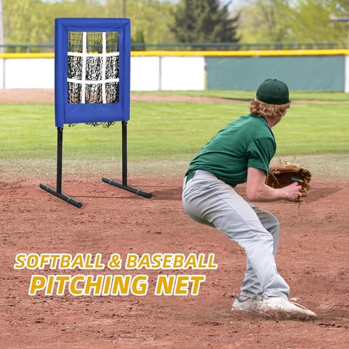 Heavy Duty 9 Hole Baseball Softball Pitching Net with Carry Bag Y83579