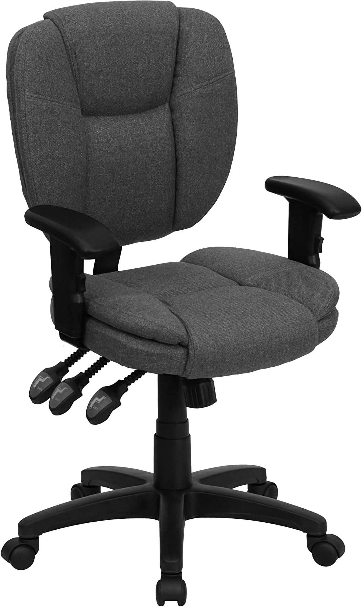 Gray Fabric Ergonomic Swivel Office Chair with Arms M347