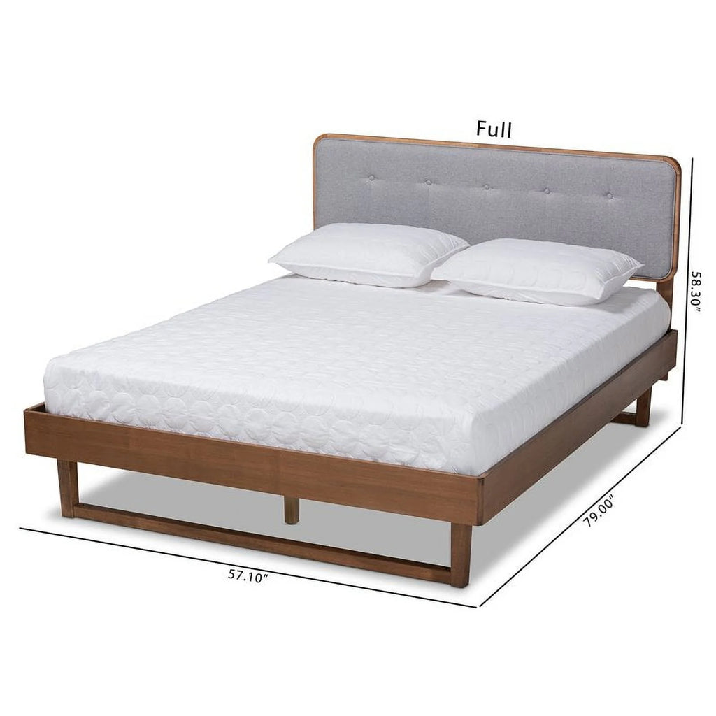 Gray Upholstered Wood Full Size Platform Bed E407