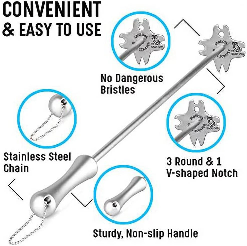 Bristle Free Stainless Steel Grill Scraper Tool with 17" Long Handle U958