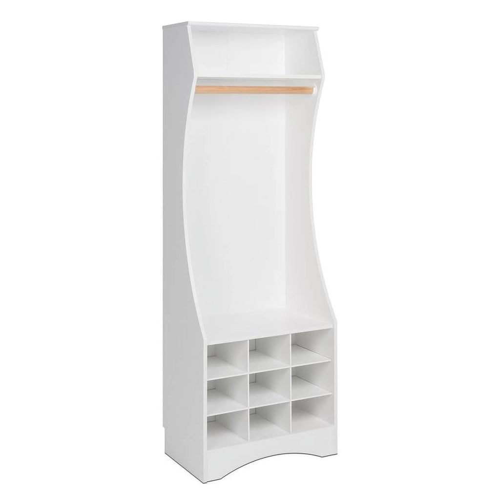 White Engineered Wood Wardrobe with Shoe Storage P13369