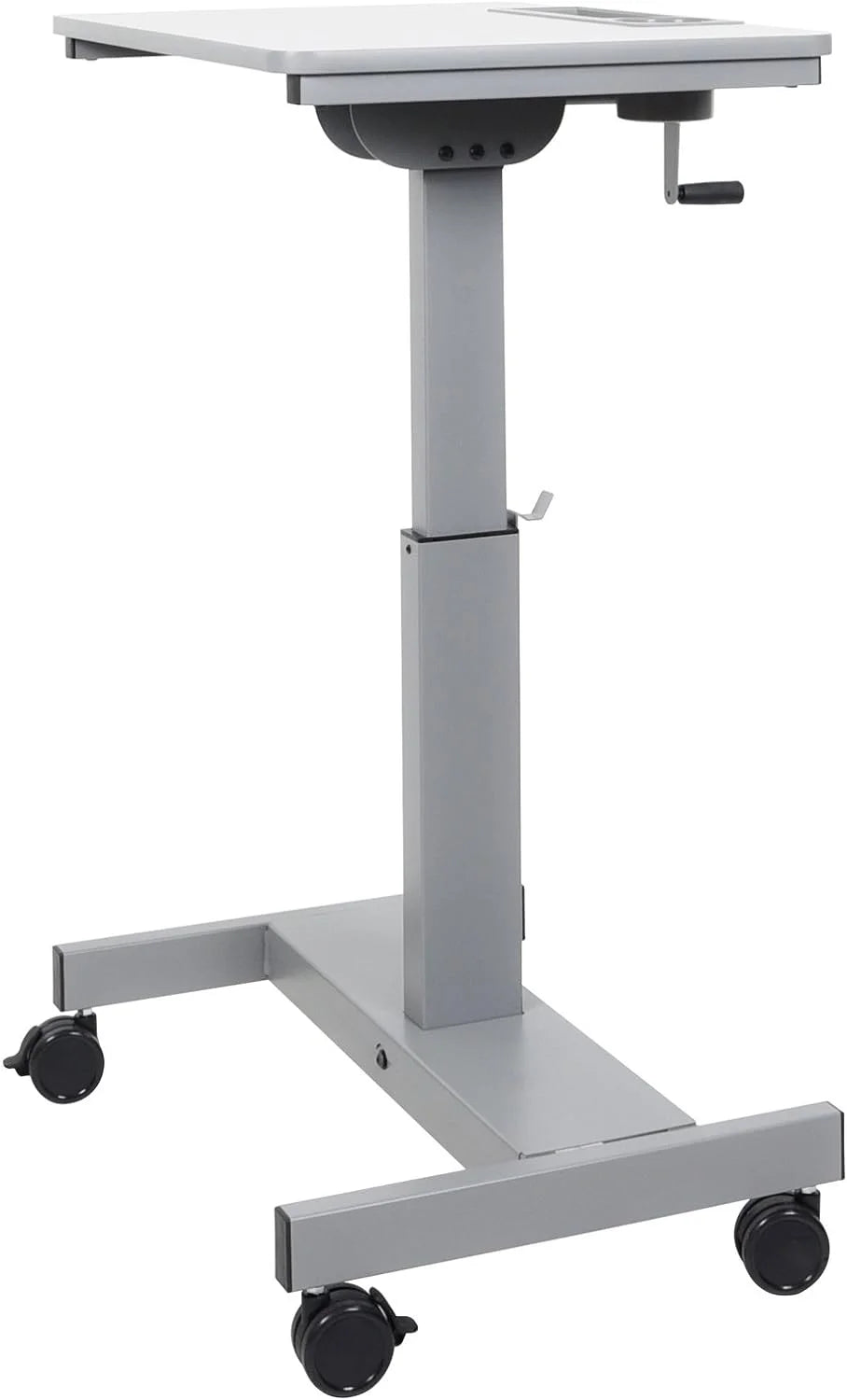 Height Adjustable Sit Stand Desk with Crank Handle and Pencil, Water Bottle Holder T480009