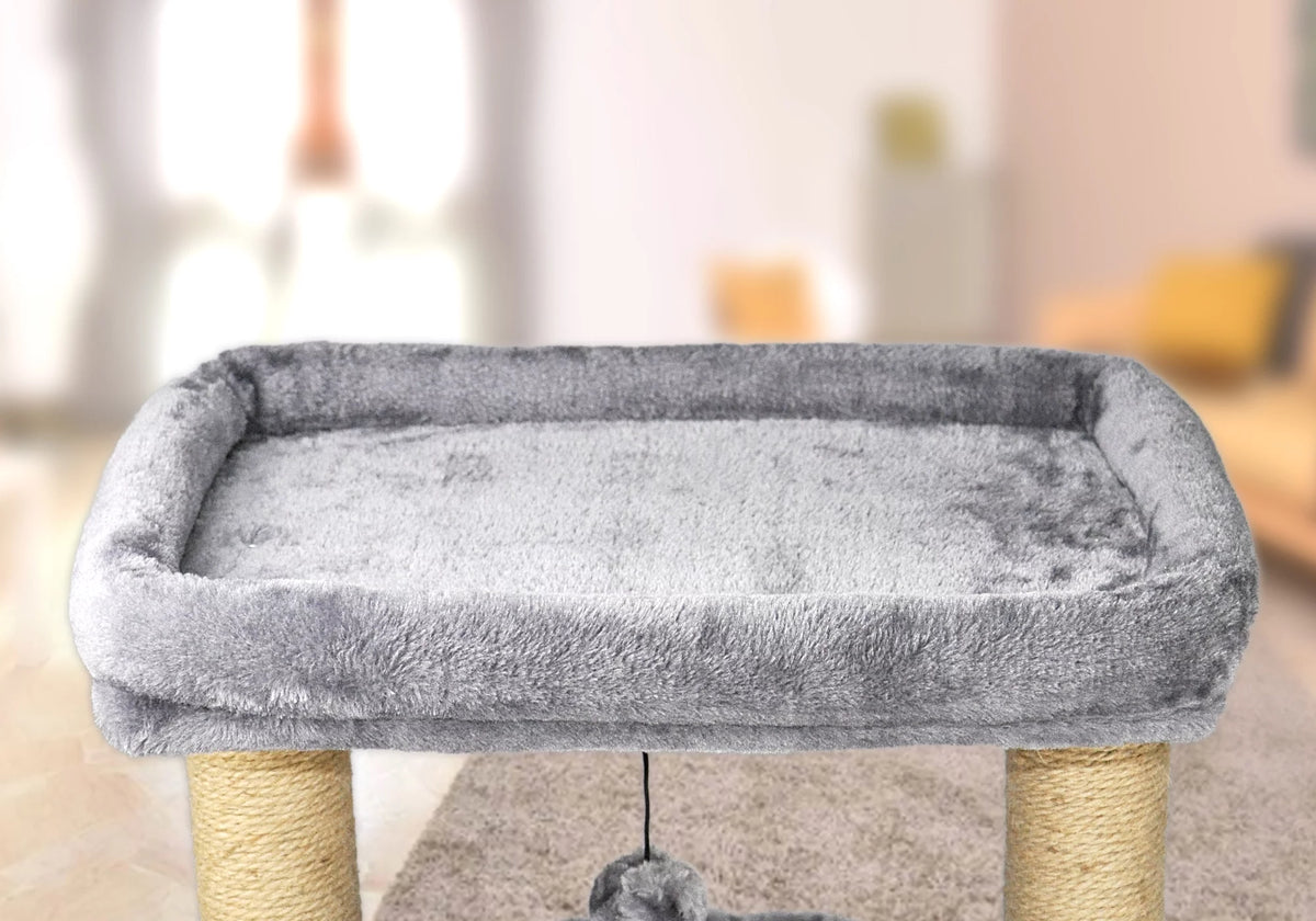 43.3" Grey Cat Tree with Condo Hammock Scratching Posts S66003