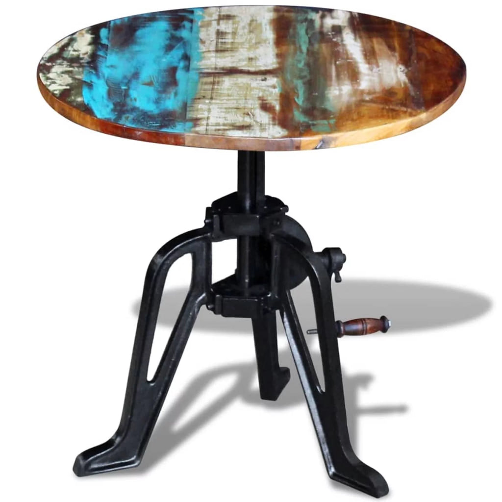 Solid Reclaimed Wood Cast Iron Side Table V972