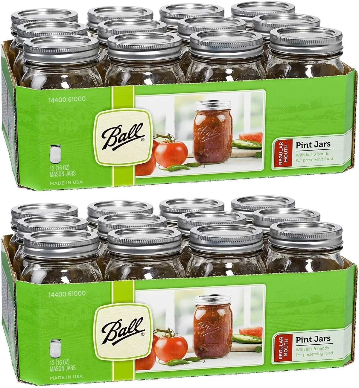 16-oz Mason Jar with Lids and Bands Pack of 24 U879005