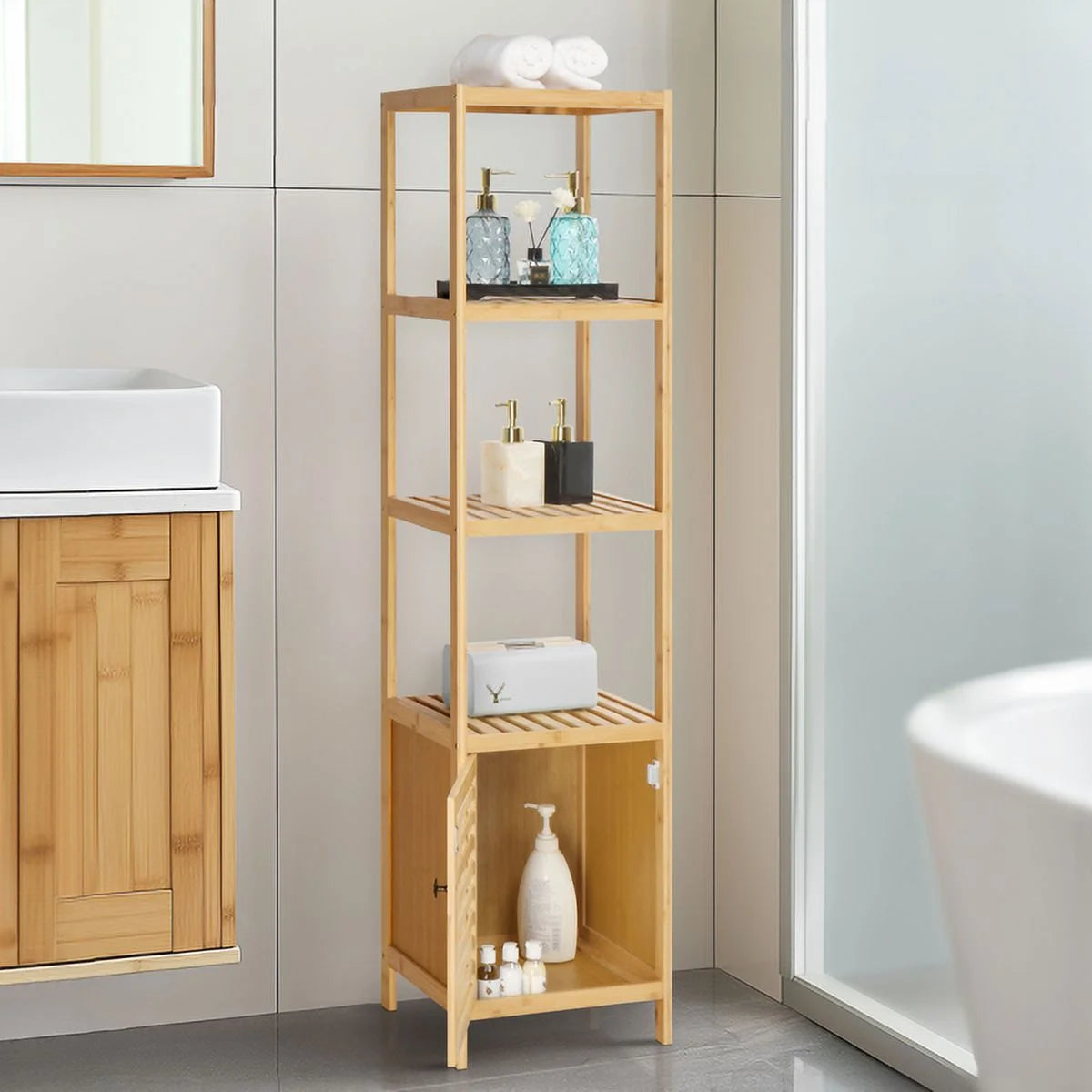 Bamboo 5 Tier Bathroom Storage Shelf G6605