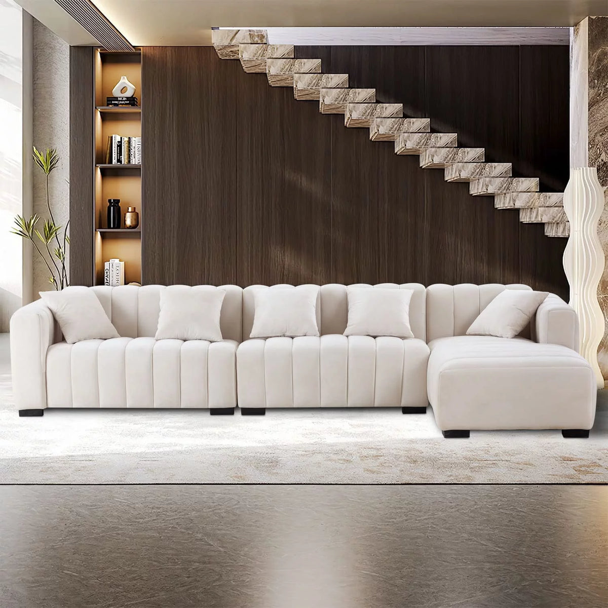 139" L Shaped Sectional Sofa with Ottoman E331
