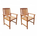 Black Solid Acacia Wood Dining Chairs Set of 2 F417