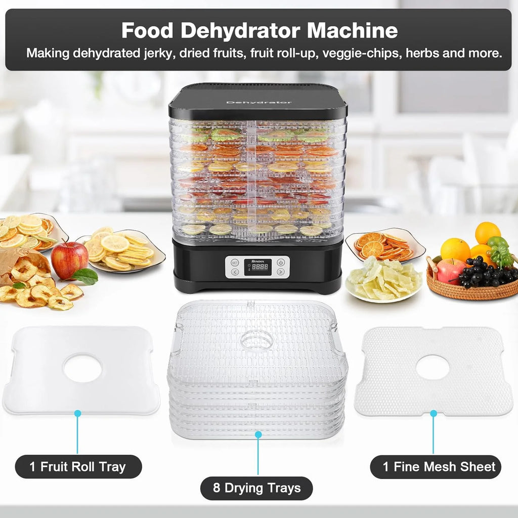 Electric 400W 8 Trays Food Dehydrator Machine with Digital Timer and Temperature Control, BPA Free Black D48785