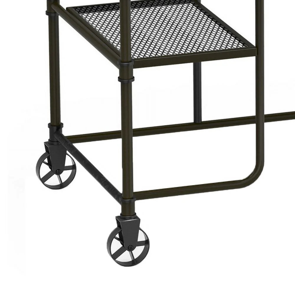 Industrial Metal Writing Desk with Wooden Top I465777