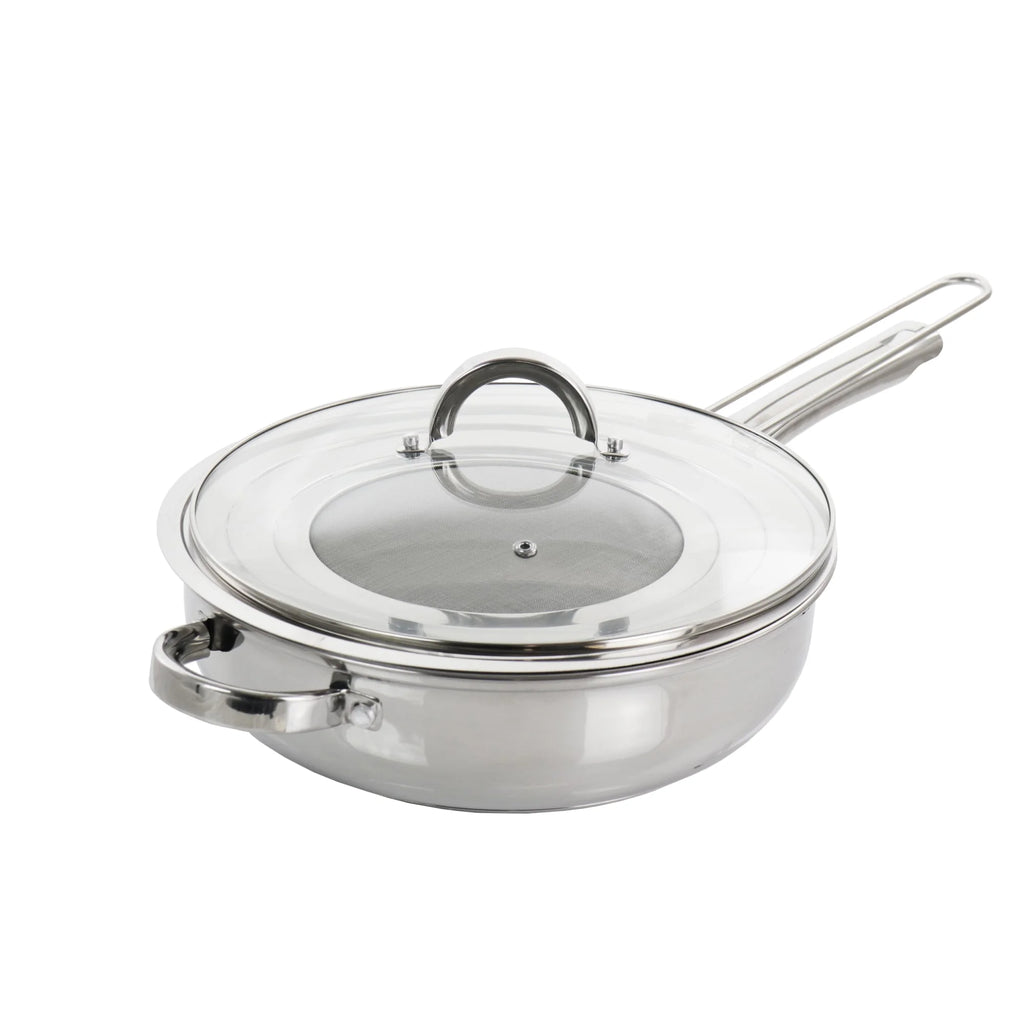 3 Piece 4 Quart Stainless Steel Saute Pan with Lid F423