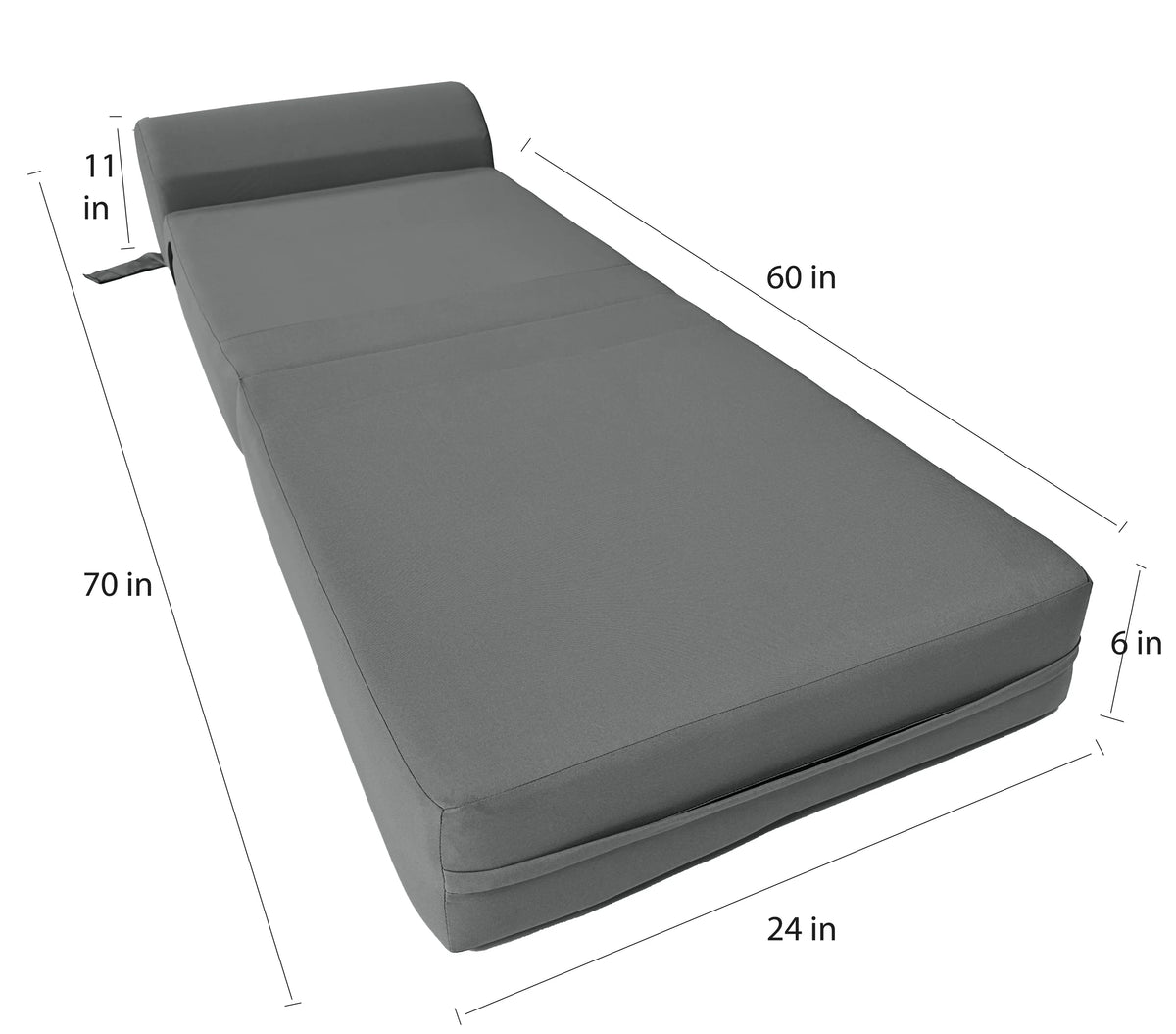 Gray Folding Sleeper Chair Foam Bed W449
