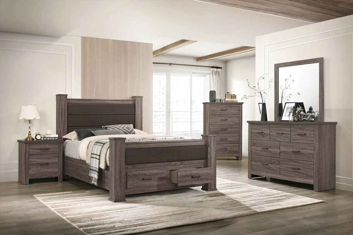 Eastern King Size 4pc Wooden Bedroom Set with Dresser Mirror Nightstand M3279
