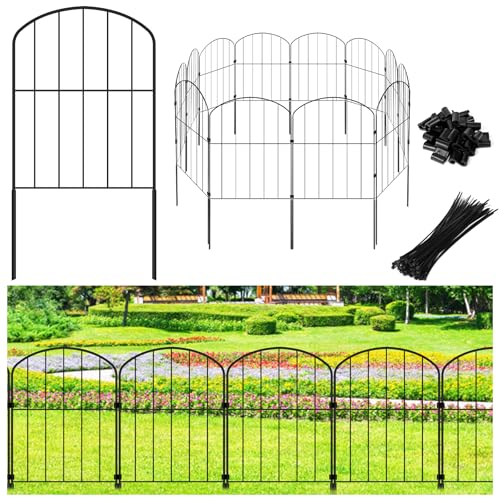 Decorative Garden Fence 24in x 10.5ft 10 Panels Metal Wire C722