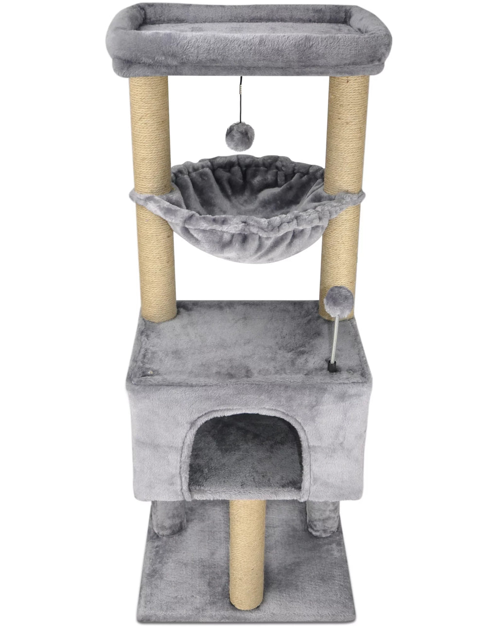 43.3" Grey Cat Tree with Condo Hammock Scratching Posts S66003