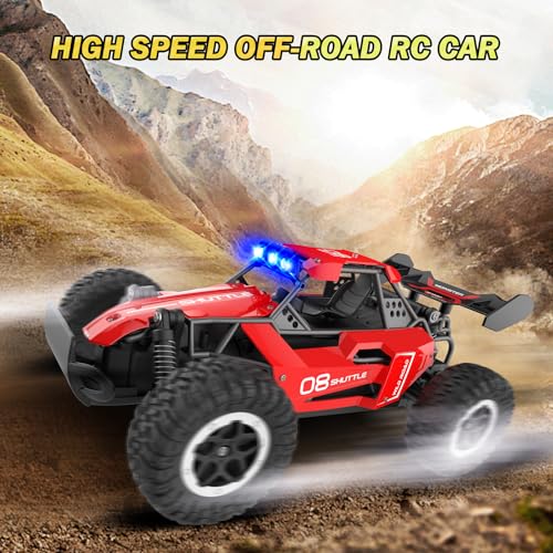 Remote Control Car with LED Lights, 2.4GHz 2WD Monster Truck, Red X451