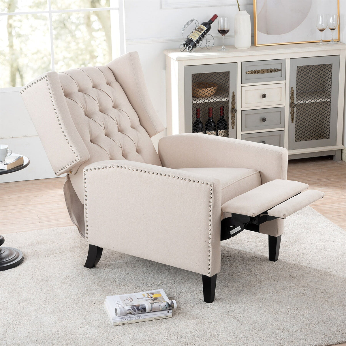 Blue Upholstered Manual Recliner G67601