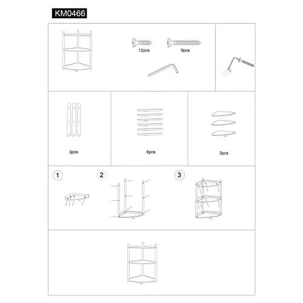 3 Tier Bamboo Corner Shelf 29 Inch V3813