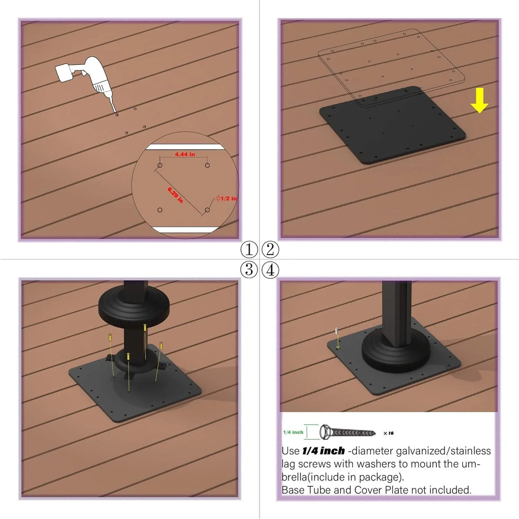 Offset Patio Umbrella Steel Plate Base E16826