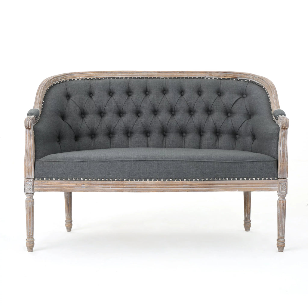 Dark Gray Fabric Loveseat W78036