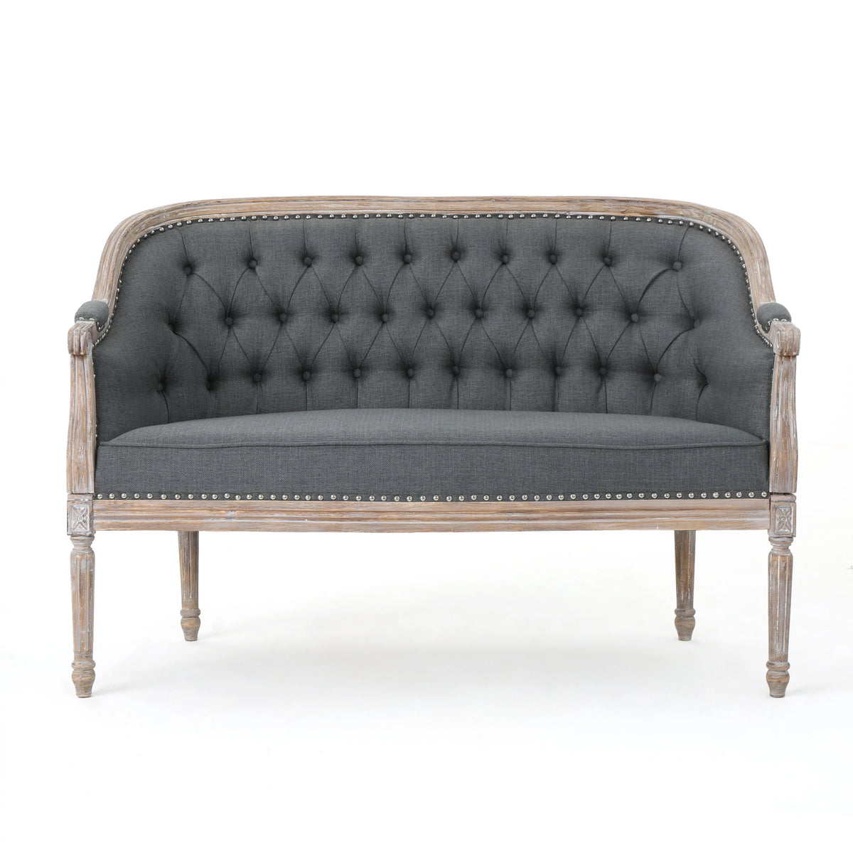 Dark Gray Fabric Loveseat W78036