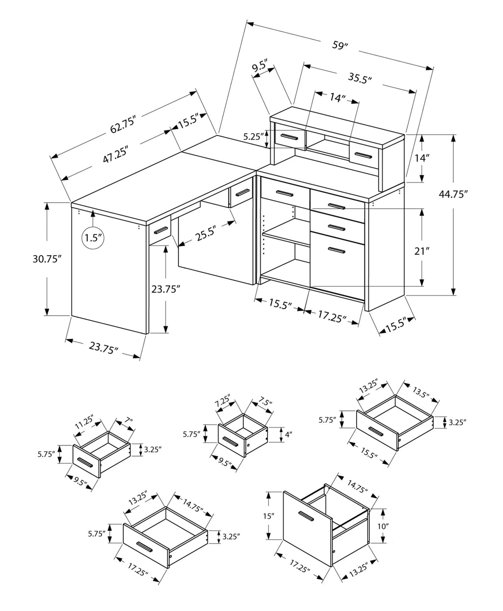 Grey Reclaimed Wood Computer Desk M27215