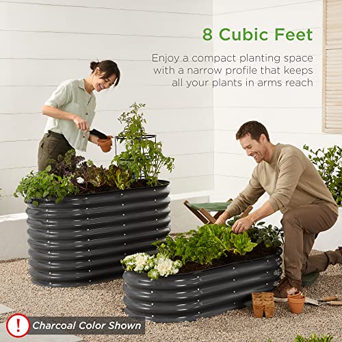 Charcoal 8x2x1ft Metal Raised Garden Bed C37846