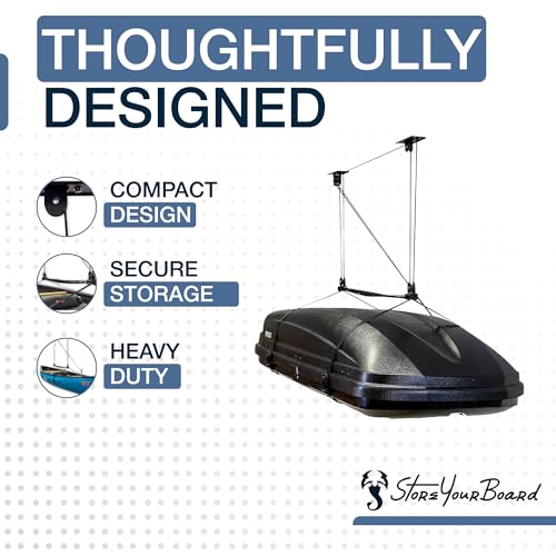 Cargo Box Ceiling Hoist with Pulley Lift System, Fits 8–10 ft Ceilings, Holds 150 lbs J39519
