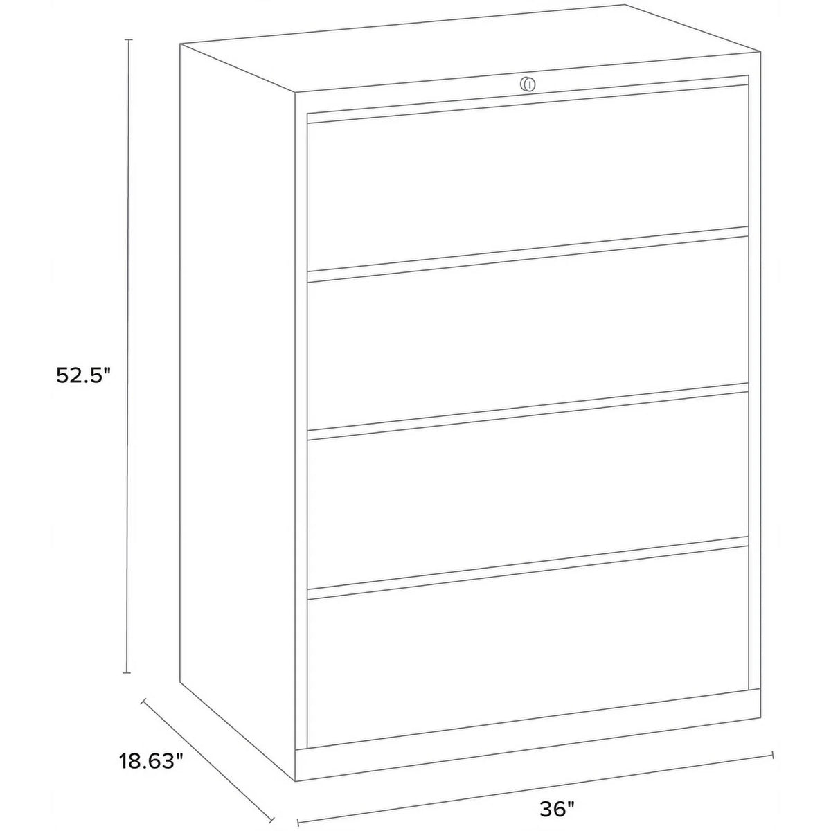 36" Wide 4 Drawer Metal Lateral File Cabinet Black E63014