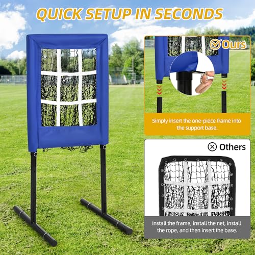 Heavy Duty 9 Hole Baseball Softball Pitching Net with Carry Bag Y83579