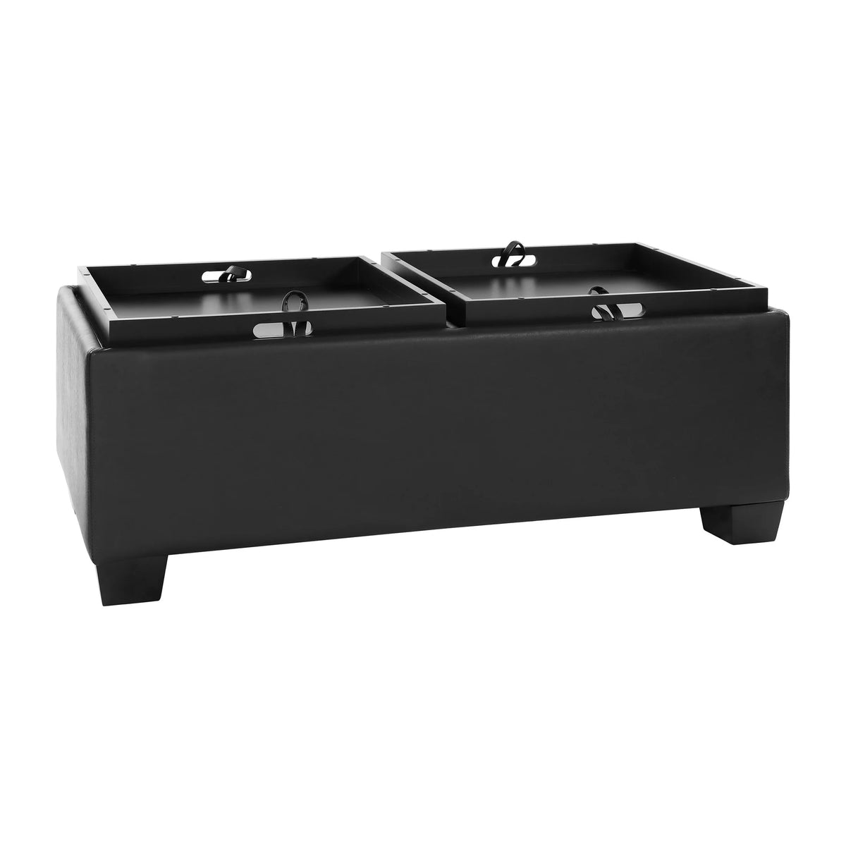 Espresso Faux Leather Upholstered Storage Cocktail Ottoman H3761
