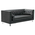 Grey Velvet Upholstered Tufted Sofa with 2 Lumbar Pillows L85302