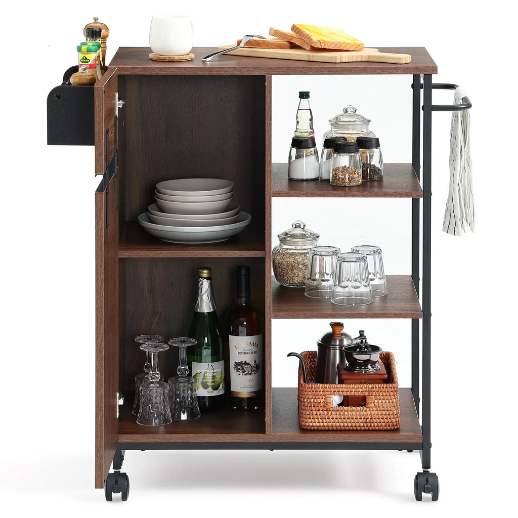 Kitchen Island on Wheels with Open Shelf D982