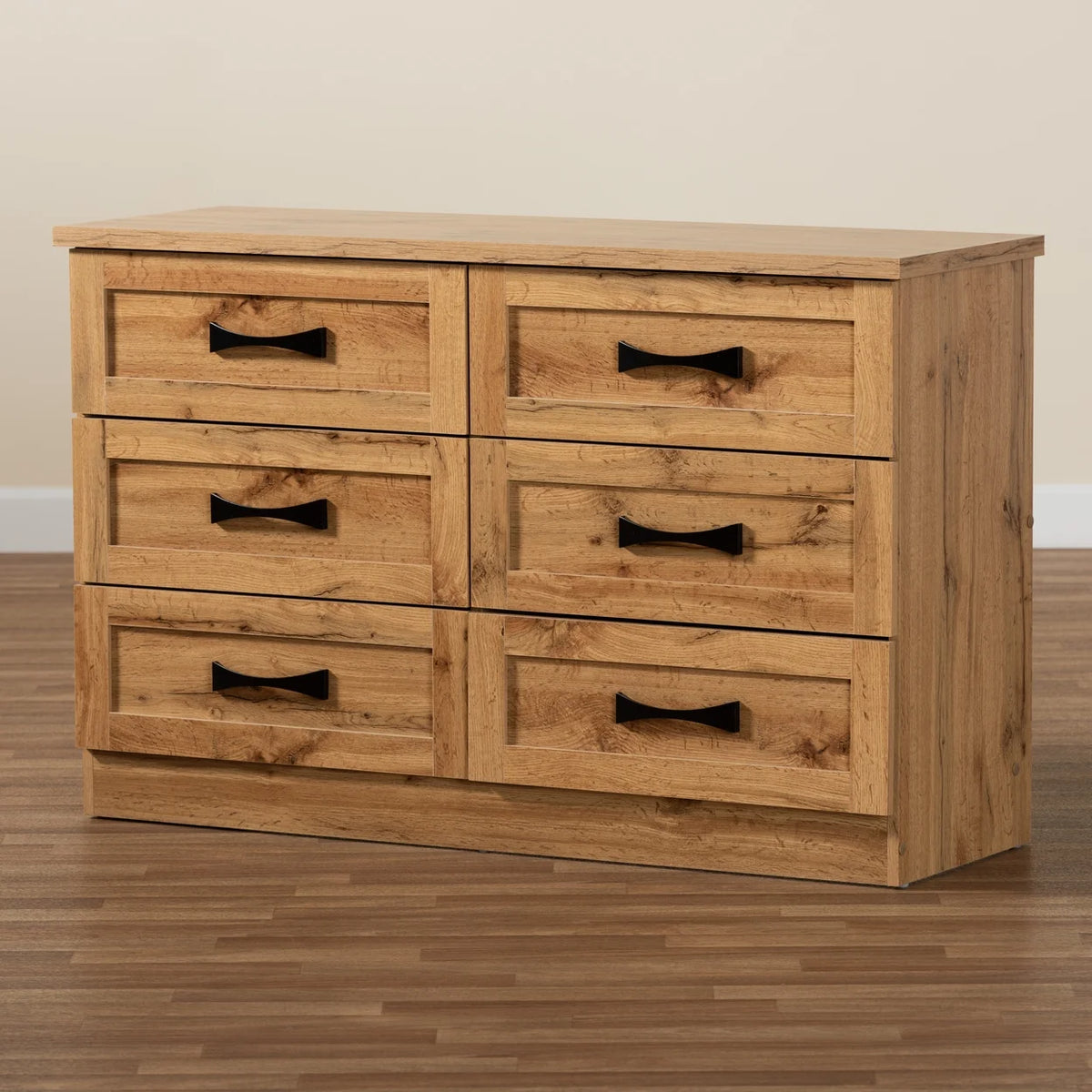 6 Drawer Oak Brown Wood Dresser D1858