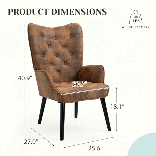 Brown Upholstered Accent Chair with Ottoman S273272