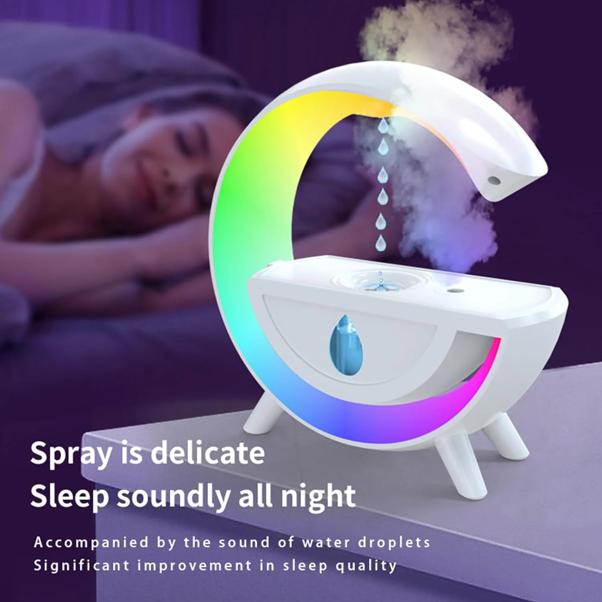 USB Charging 350ML Humidifier with 7 Colors Light J651