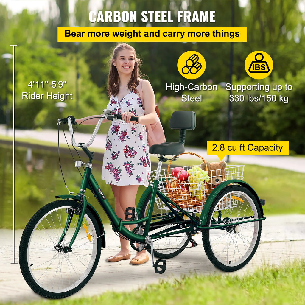 Foldable 7-Speed 24" Wheels Adult Tricycle F801971