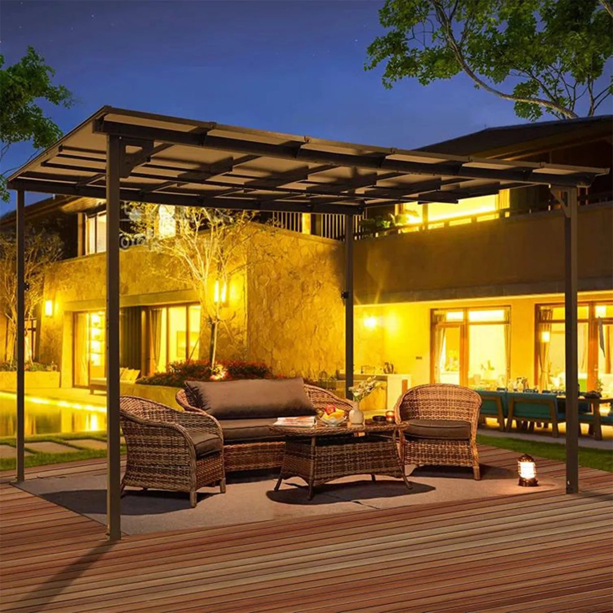 Aluminum Pergola with Canopy 10 Ft. W x 10 Ft. D B939