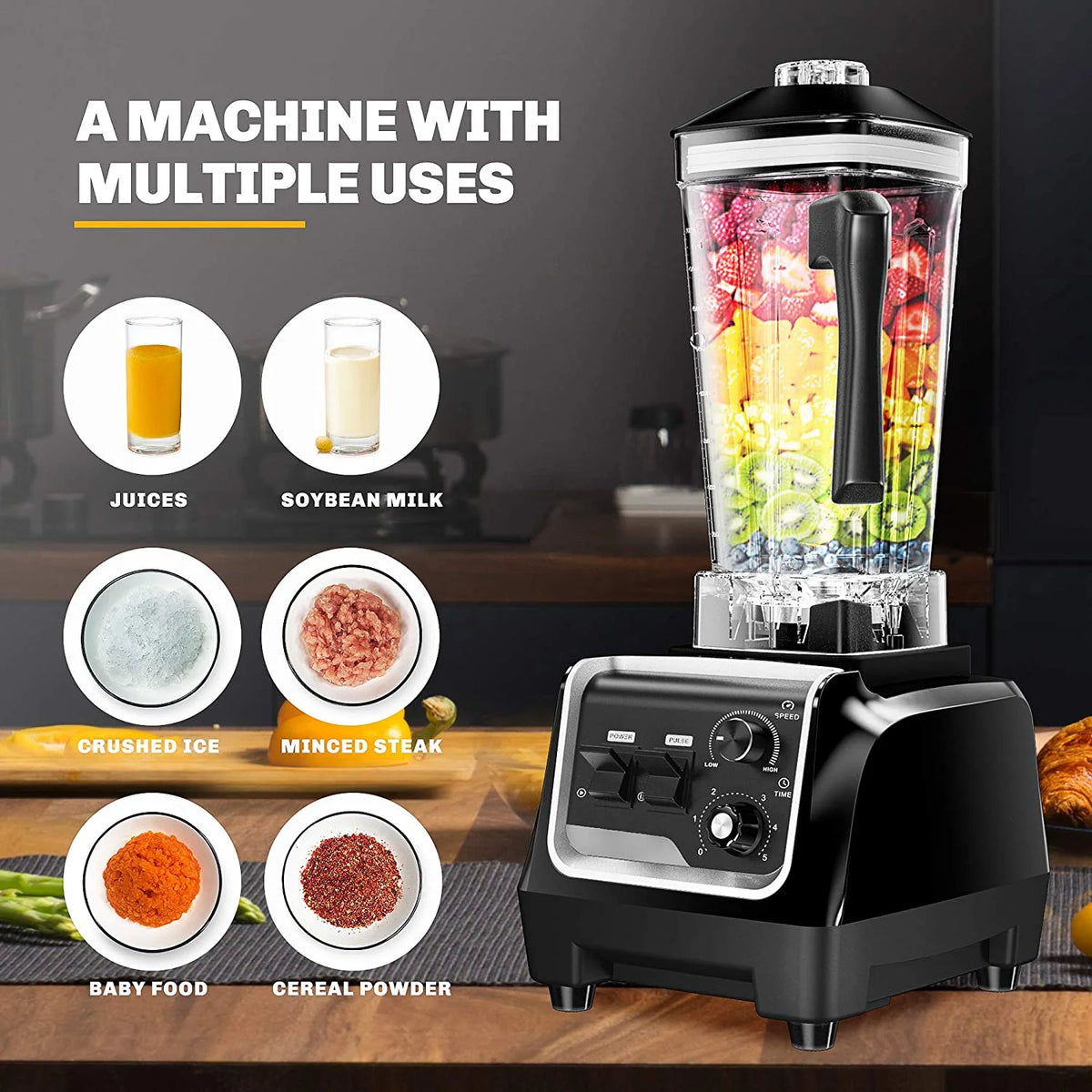 2200W Variable Speed Countertop Blender with Timer G3327
