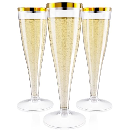 100 Pack 4.5 oz Clear Plastic Champagne Flutes U735215