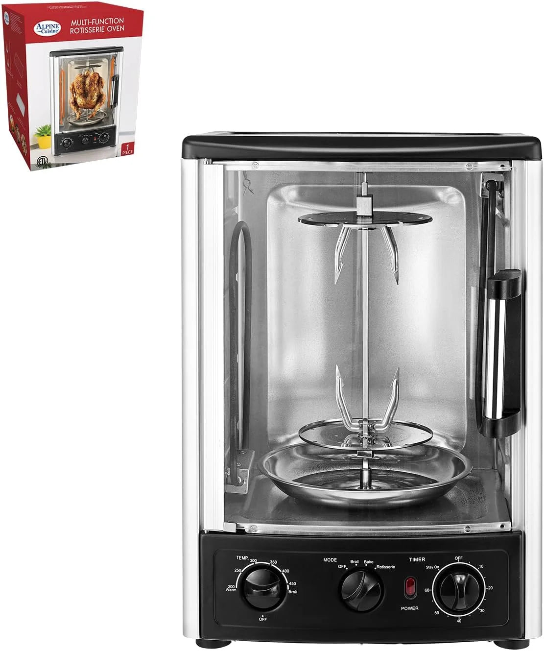 23L 1500W Roaster Oven with Rotisserie Spit Bake Rack Bake Tray & Kebab Skewers Set A4639